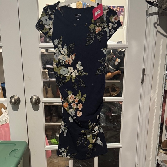 Isabel Maternity Floral Navy Dress - Picture 1 of 3